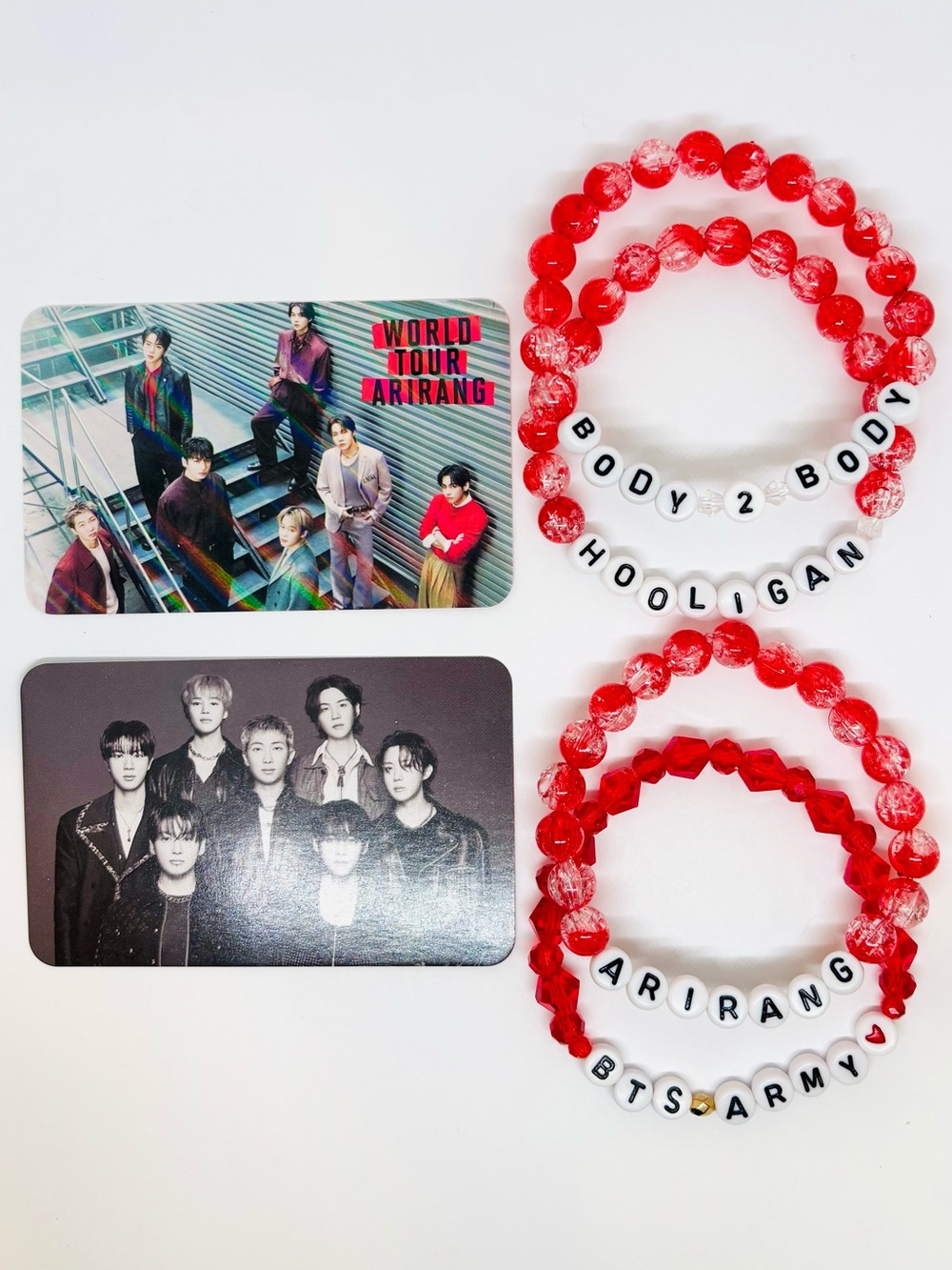 (6pcs) BTS ARIRANG SONG ARMY BEADED BRACELET PHOTOCARD BUNDLE